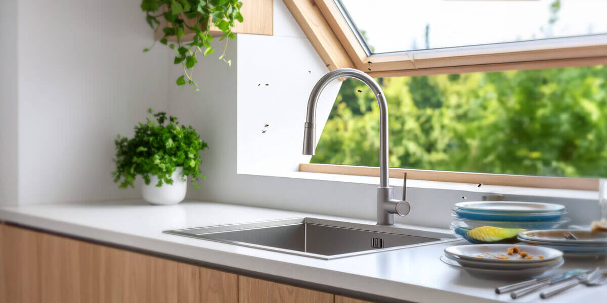 Fliegen in der Küche über Spüle