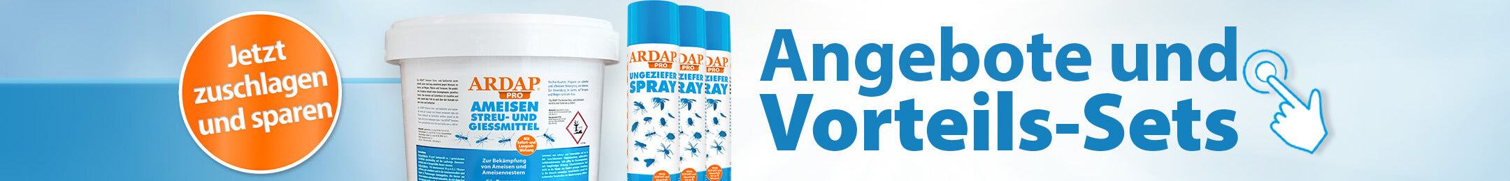 Angebote und Vorteils-Sets - ARDAP Ameisenstreu- und Giessmittel - ARDAP Fliegenspray - ARDAP Biotonnenpulver - Jetzt zuschlagen und sparen