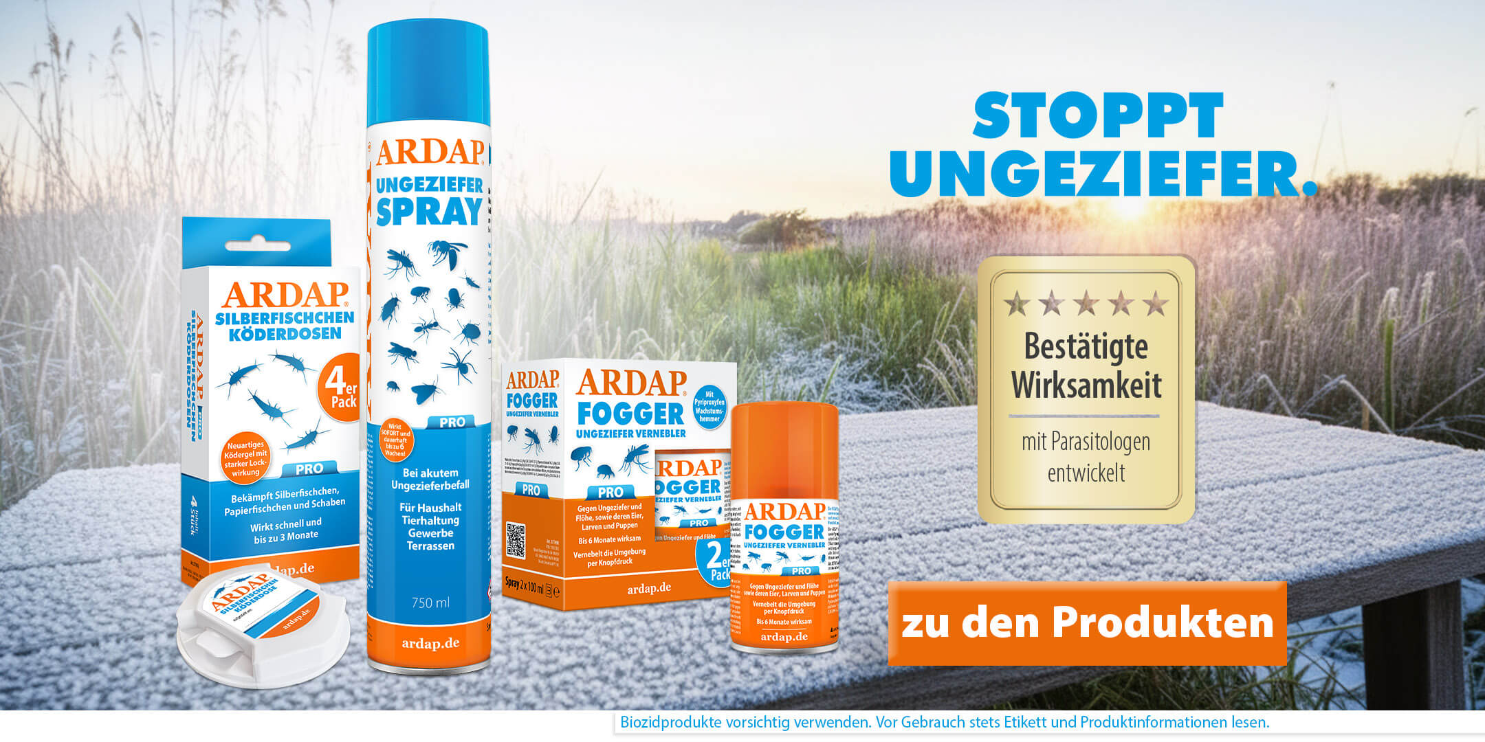 ARDAP Stoppt Ungezefer - bestätigte Wirksamkeit-Siegel