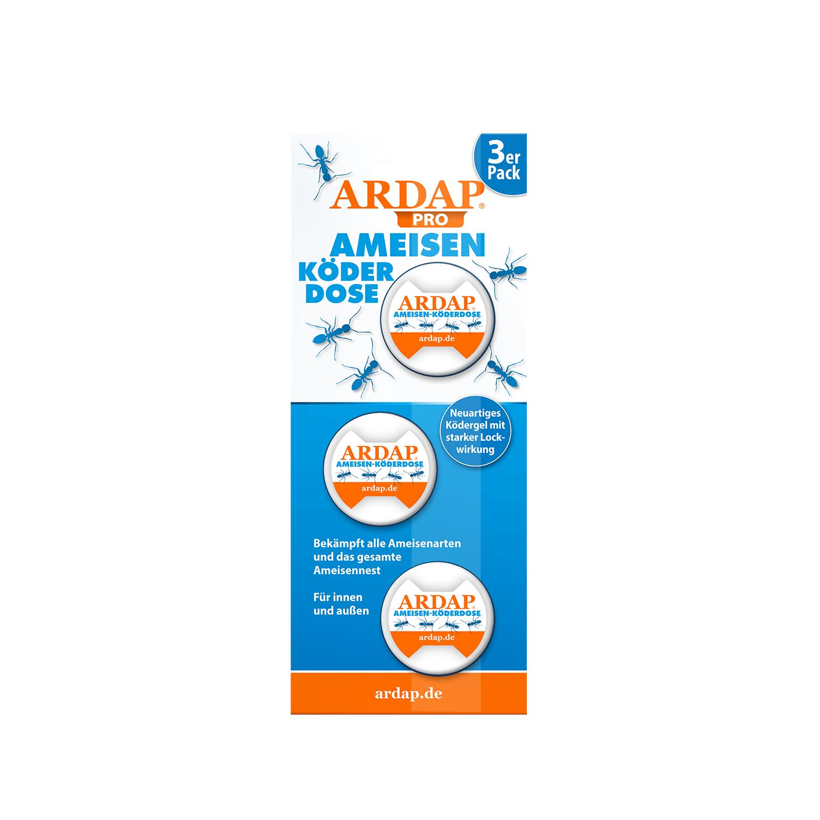 ARDAP Pro Ameisen Köderdose, 3er Pack