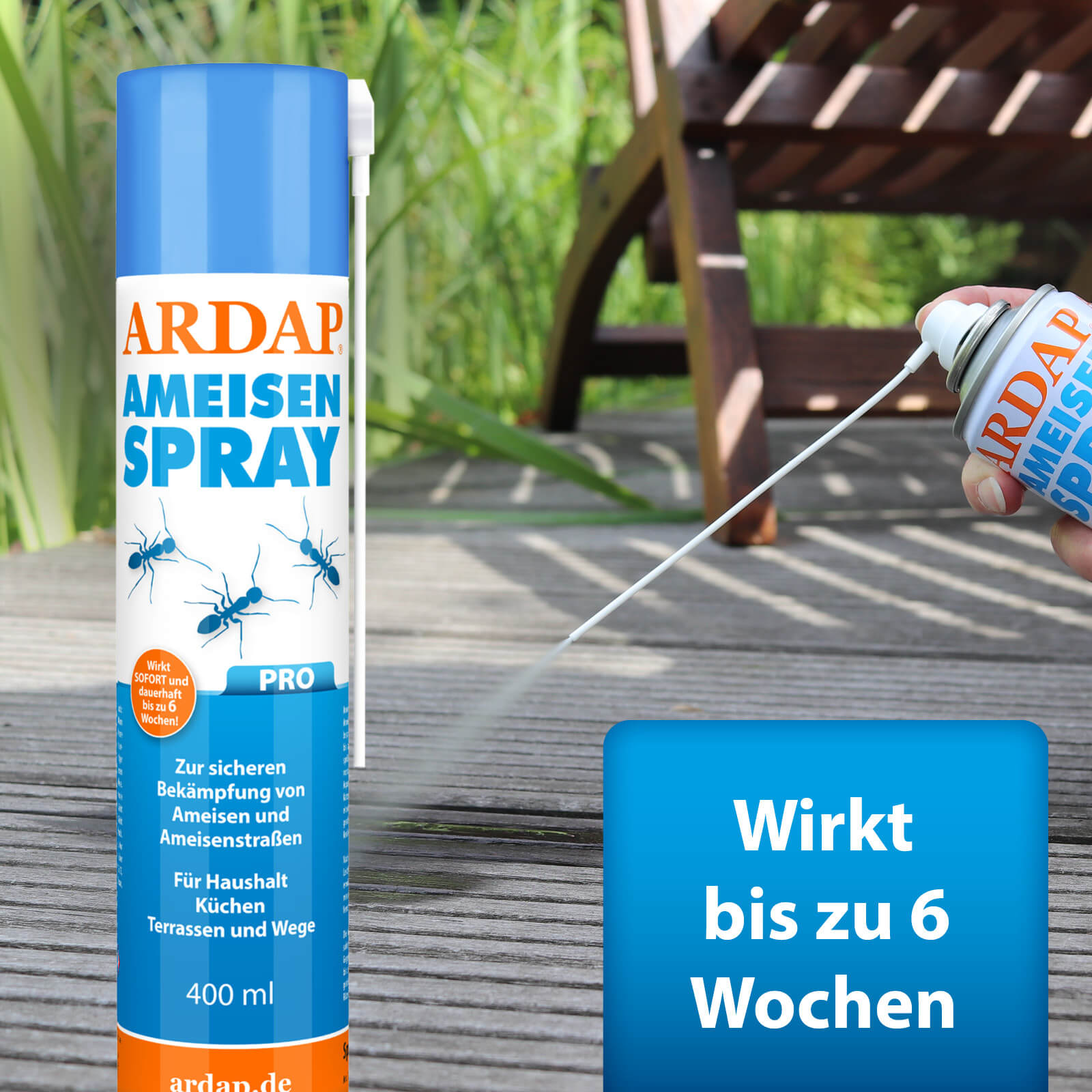 Anwendung von ARDAP Pro Ameisenspray - Wirkt bis zu 6 Wochen