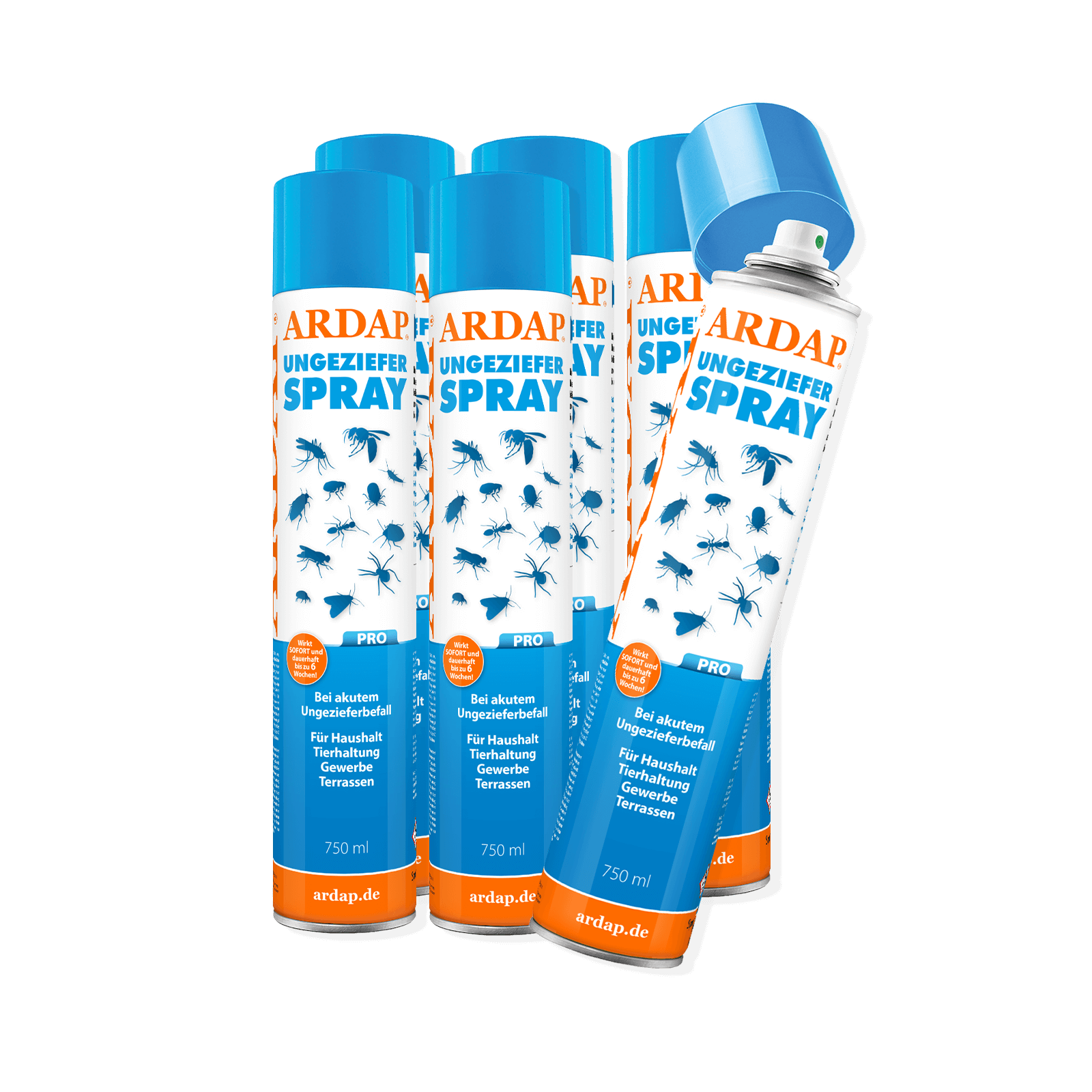 ARDAP Pro Ungezieferspray 750ml 6er Pack