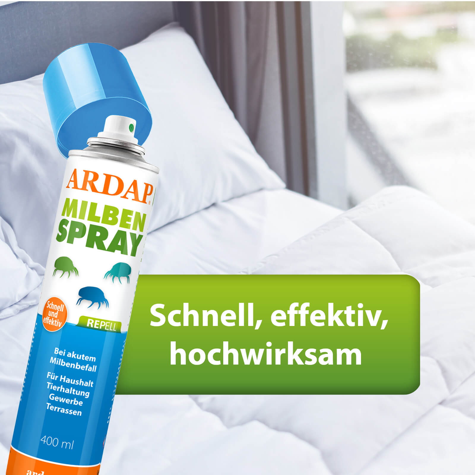 Bild von Matratze und Bettwäsche, ADAP Repell Milbenspray wirkt schnell und effektiv