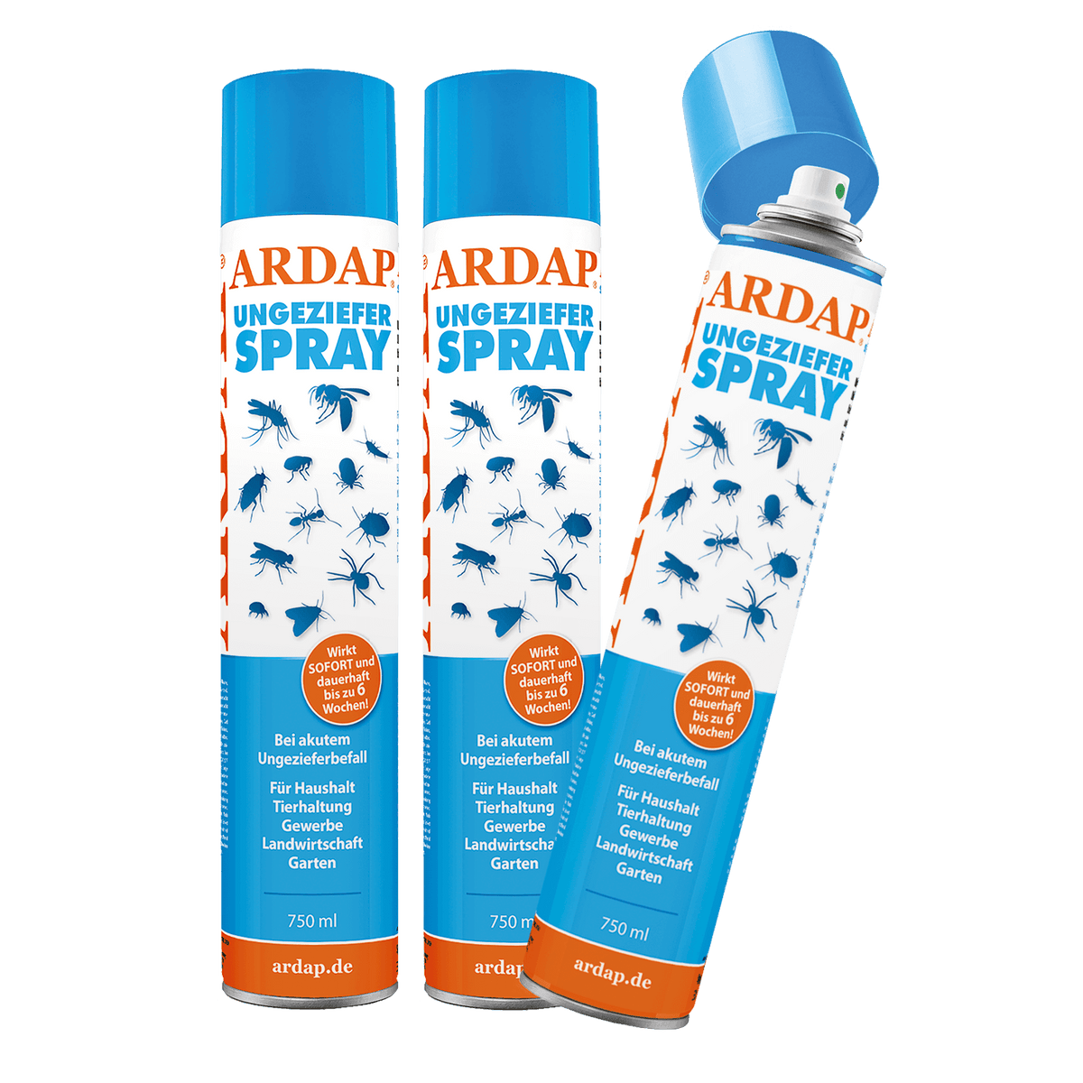 ARDAP Ungezieferspray Insektenspray 750ml 3er Pack