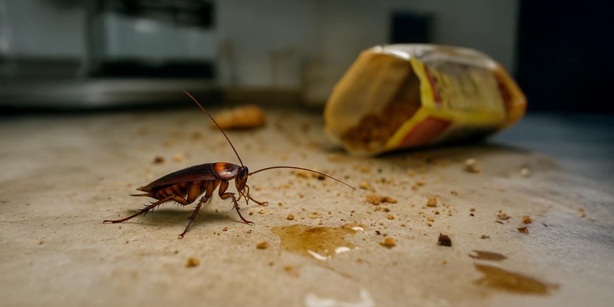 Kakerlake auf dreckigem Boden