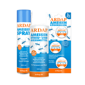 ARDAP Pro Ameisenspray, Ameisen Streu- und Gießmittel, Ameisen Köderdose