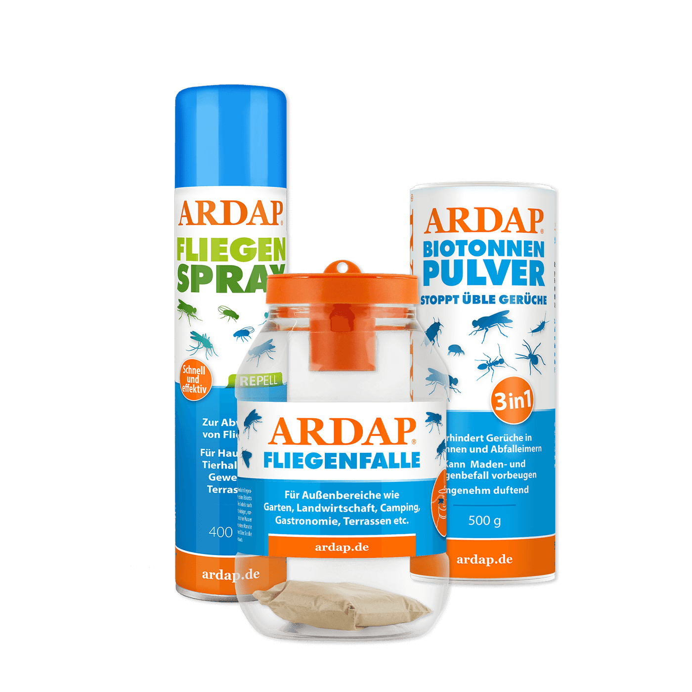 ARDAP Repell Fliegenspray, Biotonnenpulver, Fliegenfalle