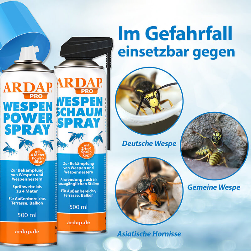 ARDAP Pro Wespenschaumspray und Wespen Powerspray Gefahrenhinweis