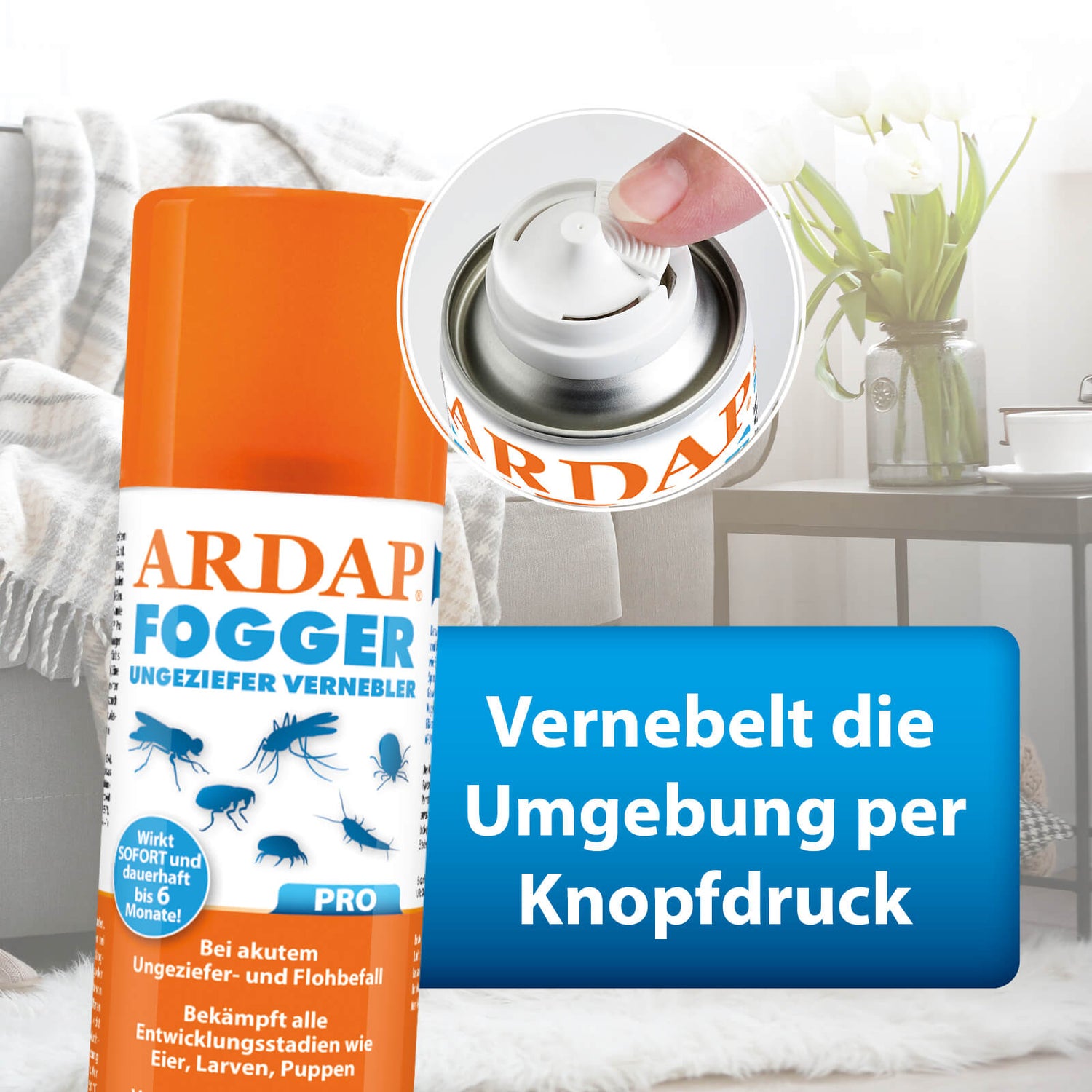 Ardap Fogger Anwendung In Der Wohnung ARDAP Pro Floh-Fogger | bis zu 6 Monate wirksam