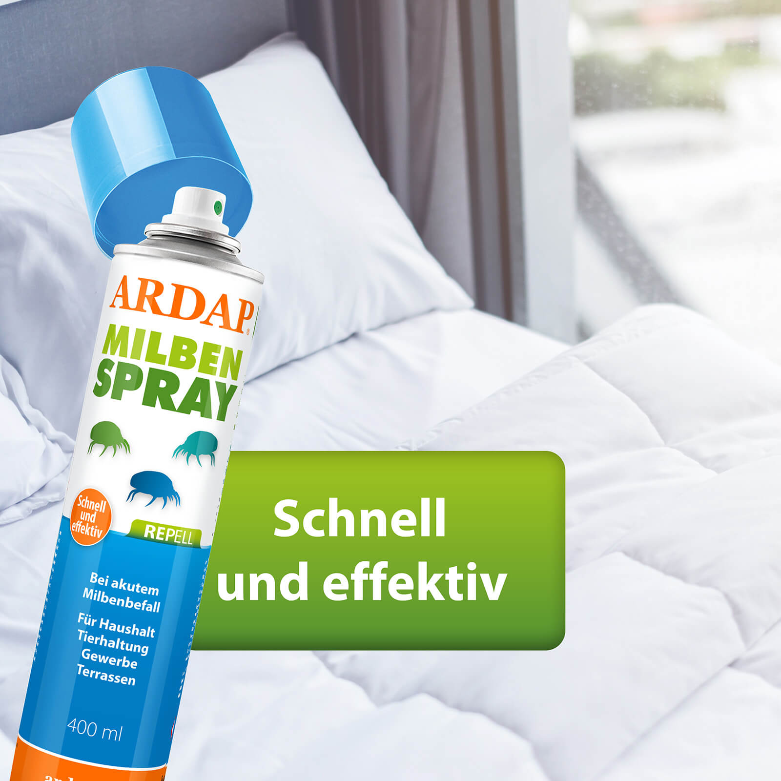 Bild von Matratze und Bettwäsche, ADAP Repell Milbenspray wirkt schnell und effektiv