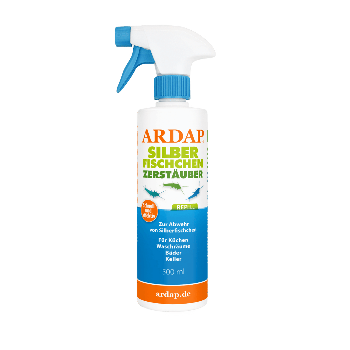 ARDAP Repell Silberfischchen Zerstäuber - Für Küche, Waschräume, Bäder, Keller - Abwehr von Silberfischchen